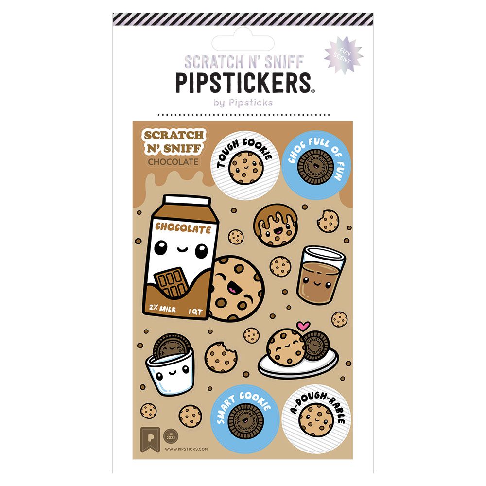 Page d'autocollants "Lait et cookies" parfumés  cookie chocolat !